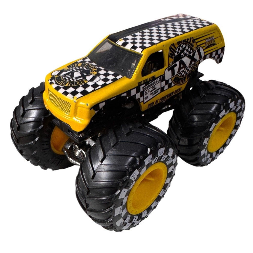 Hot Wheels Monster Trucks Taxi Yellow Checkered 1:64 Scale Die-Cast Toy Car 2018